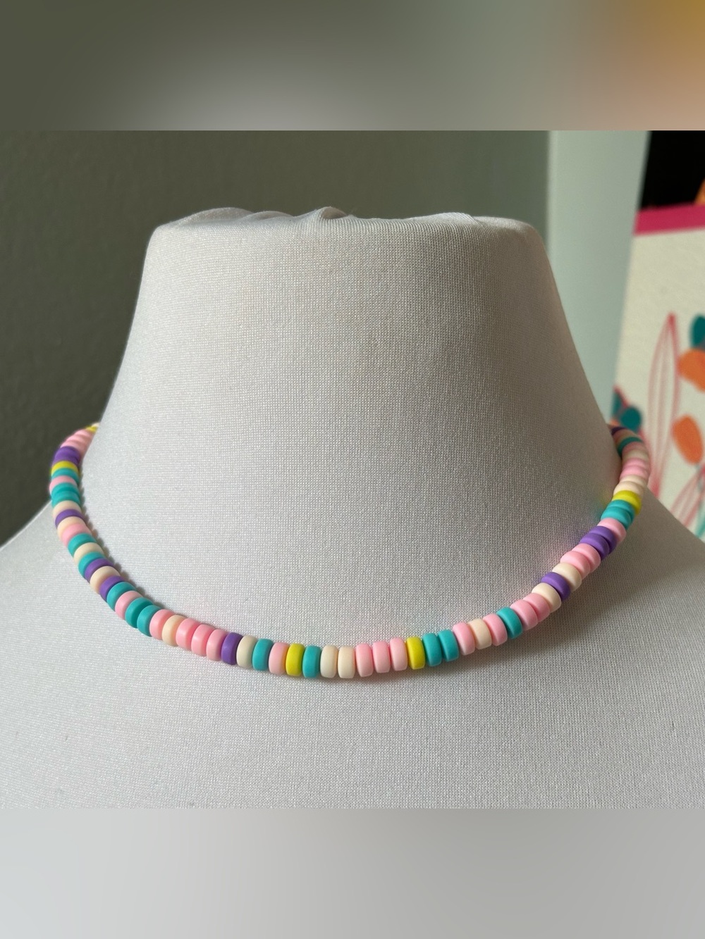 Pastel Multicolor Beaded Faux Candy Choker Necklace Y2K McBling Kidcore Kawaii